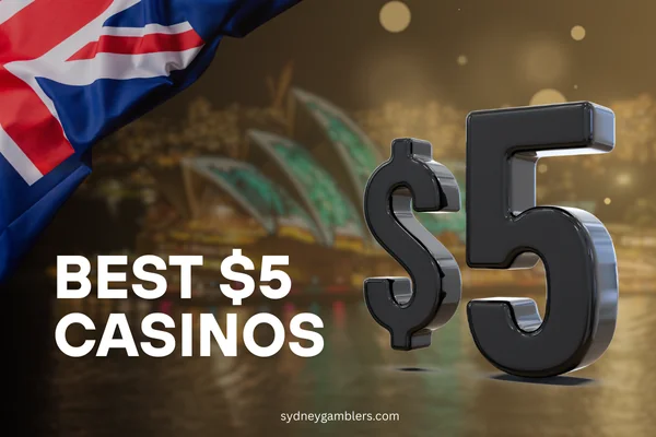 black 5 dollar and australian flag on the sydney background