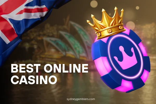 poker chip with crown and australian flag on the sydney background