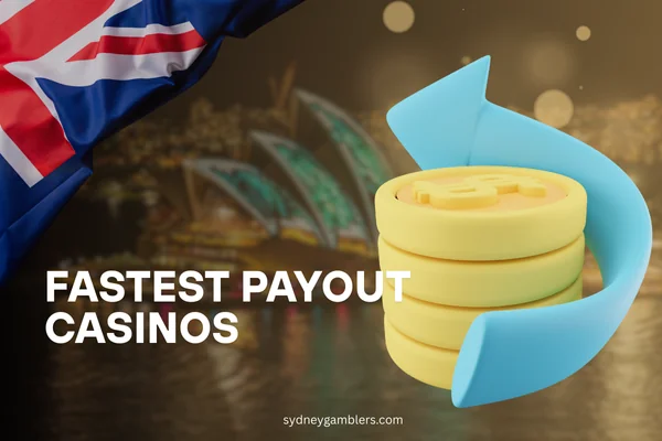 gold coins and blue arrow and australian flag on the sydney background
