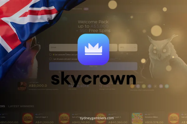 skycrown casino logo and australian flag on the casino background