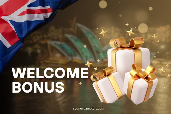 white present boxes and australian flag on the sydney background