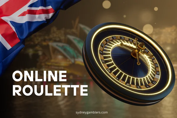 Roulette and australian flag on the sydney background
