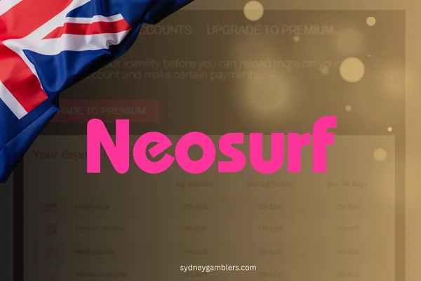 neosurf logo and australian flag on the banking background