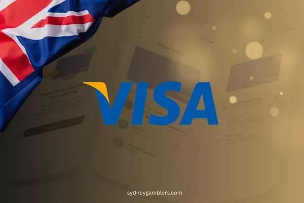 visa logo and australian flag on the banking background