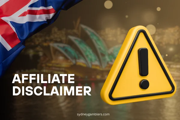 caution icon and australian flag on the sydney background