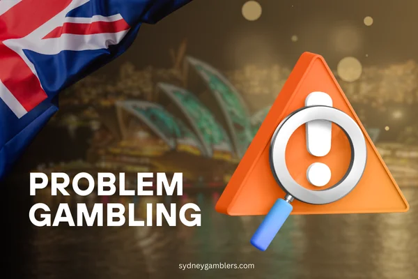 caution icon with loop and australian flag on the sydney background
