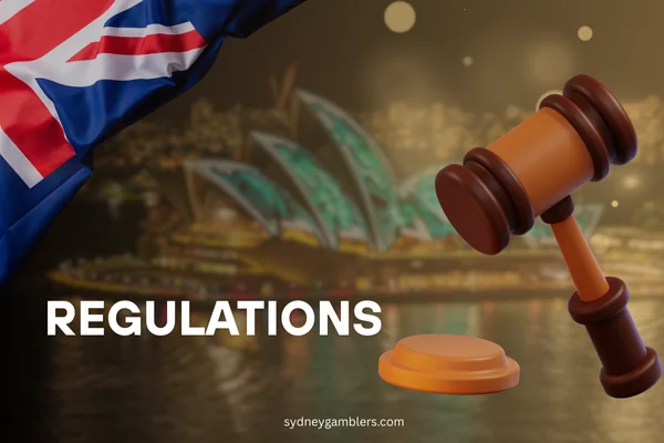 judge wooden gavel and australian flag on the sydney background