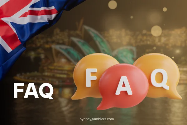faq icon and australian flag on the sydney background